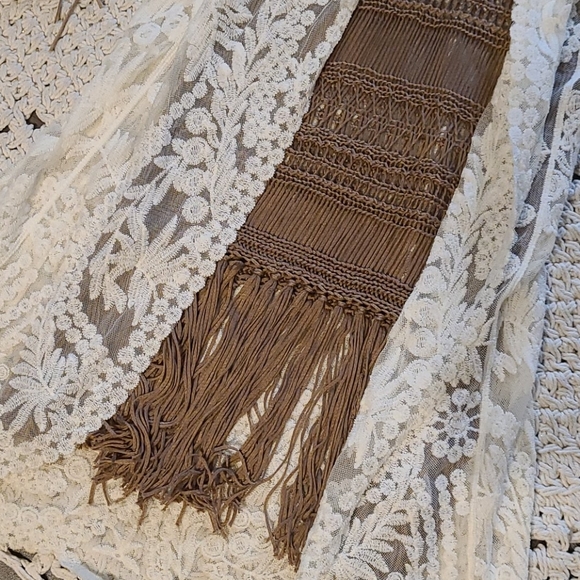 NWT BO HO CROCHET BEIGE UNIQUE LONG DRESS COVERUP - Picture 12 of 16
